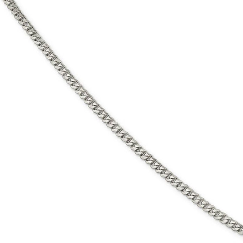 3.5mm Rhodium-Plated Sterling Silver Solid Curb Chain Necklace, 24 In